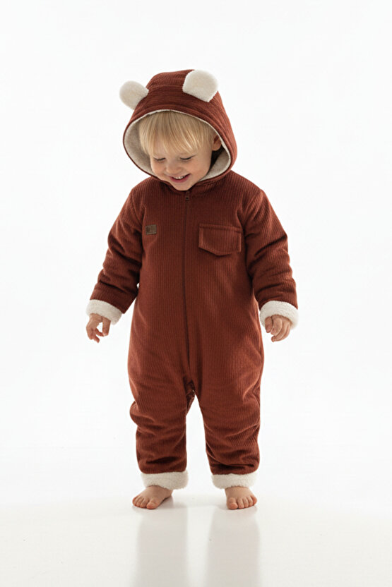 Kız Erkek Unisex Mevsimlik Çift Kat Kadife Ultrasoft Şapkalı Bebek Çocuk Uyku Tulumu Astronot Tulum