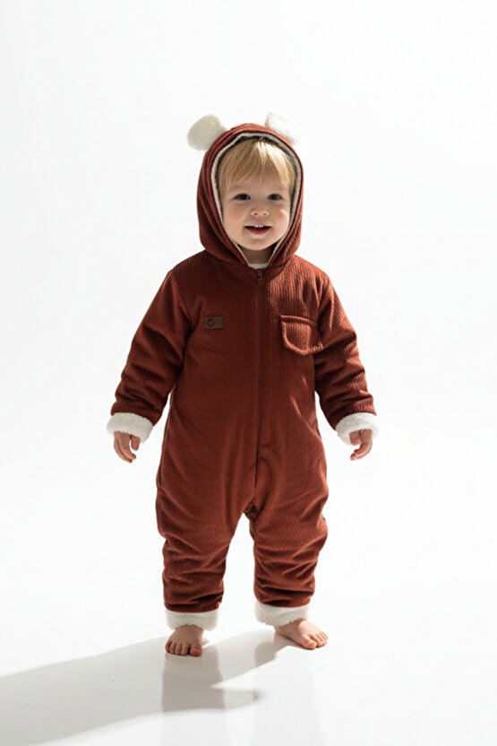 Kız Erkek Unisex Mevsimlik Çift Kat Kadife Ultrasoft Şapkalı Bebek Çocuk Uyku Tulumu Astronot Tulum