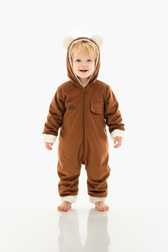 Kız Erkek Unisex Mevsimlik Çift Kat Kadife Ultrasoft Şapkalı Bebek Çocuk Uyku Tulumu Astronot Tulum