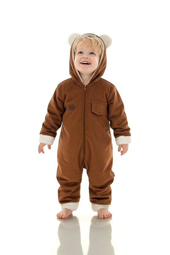 Kız Erkek Unisex Mevsimlik Çift Kat Kadife Ultrasoft Şapkalı Bebek Çocuk Uyku Tulumu Astronot Tulum