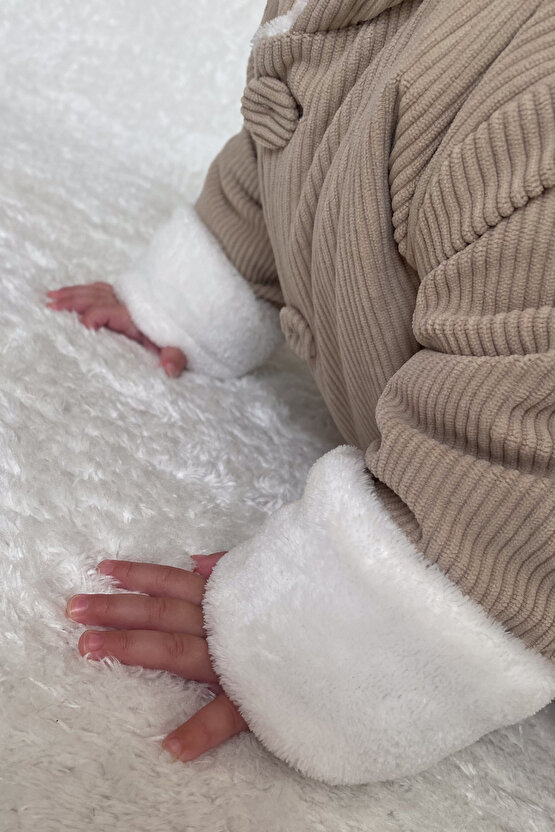 Kız Erkek Unisex Mevsimlik Çift Kat Kadife Ultrasoft Şapkalı Bebek Çocuk Uyku Tulumu Astronot Tulum