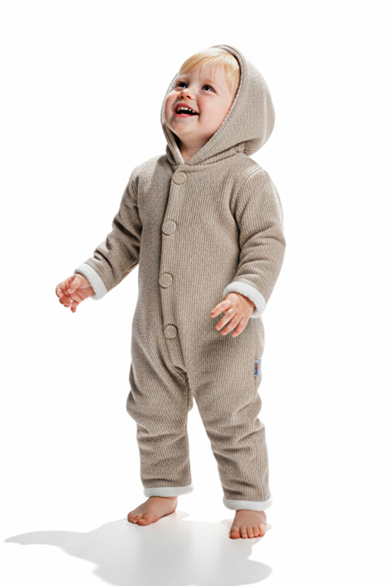 Kız Erkek Unisex Mevsimlik Çift Kat Kadife Ultrasoft Şapkalı Bebek Çocuk Uyku Tulumu Astronot Tulum