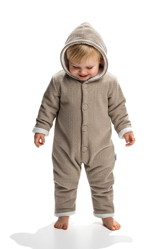 Kız Erkek Unisex Mevsimlik Çift Kat Kadife Ultrasoft Şapkalı Bebek Çocuk Uyku Tulumu Astronot Tulum