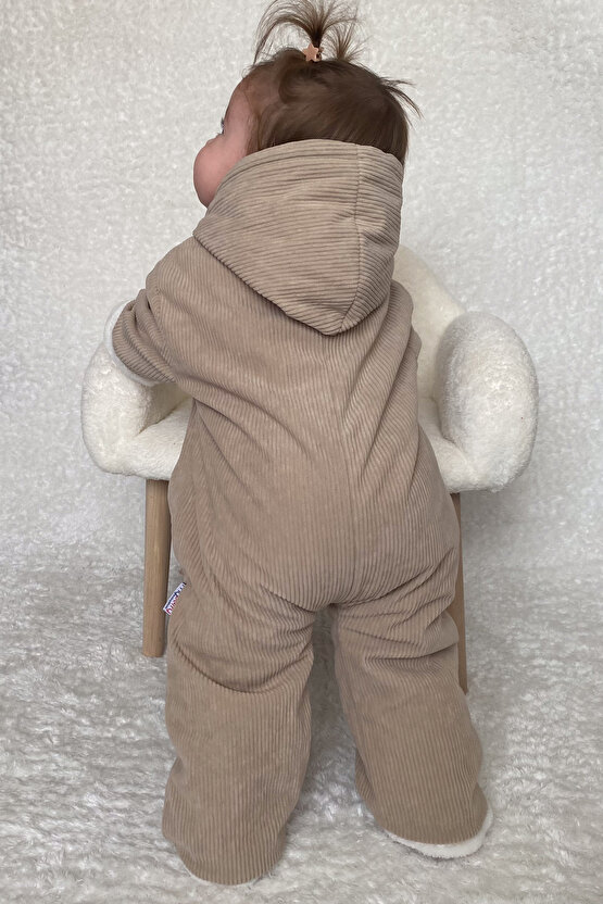 Kız Erkek Unisex Mevsimlik Çift Kat Kadife Ultrasoft Şapkalı Bebek Çocuk Uyku Tulumu Astronot Tulum