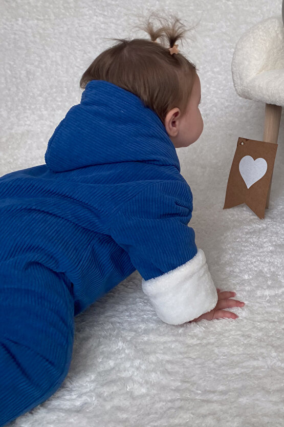 Kız Erkek Unisex Mevsimlik Çift Kat Kadife Ultrasoft Şapkalı Bebek Çocuk Uyku Tulumu Astronot Tulum