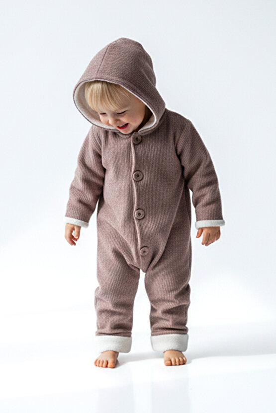 Kız Erkek Unisex Mevsimlik Çift Kat Kadife Ultrasoft Şapkalı Bebek Çocuk Uyku Tulumu Astronot Tulum