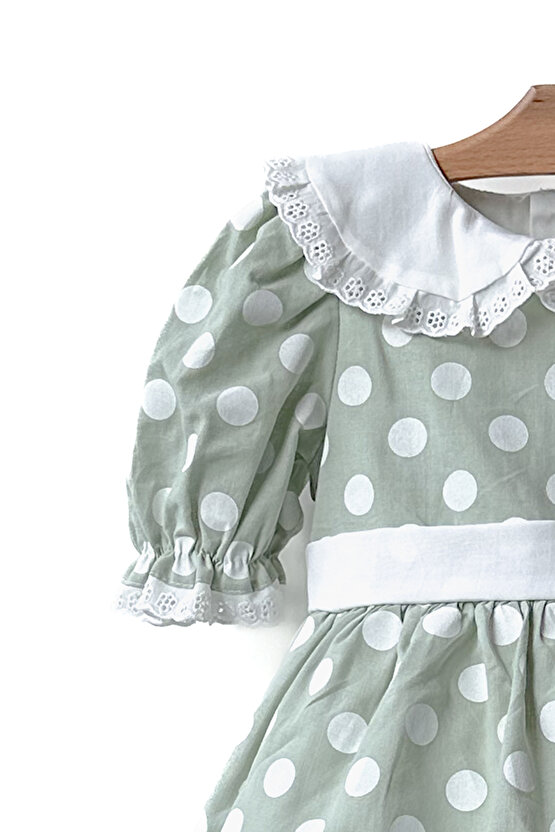 Kız Bebek Kız Çocuk Doğum Günü Parti Düğün Elbise Yarım Kol Astarlı Puanlı Fiyonklu Elbise