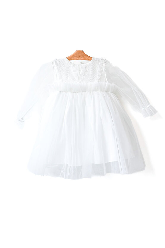Kız Bebek Elbise Kız Çocuk Elbise Doğum Günü Parti Düğün Elbise Uzun Kollu Astarlı Elbise