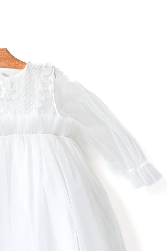 Kız Bebek Elbise Kız Çocuk Elbise Doğum Günü Parti Düğün Elbise Uzun Kollu Astarlı Elbise