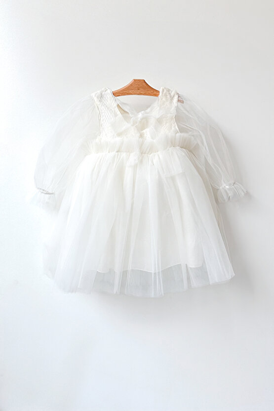 Kız Bebek Elbise Kız Çocuk Elbise Doğum Günü Parti Düğün Elbise Uzun Kollu Astarlı Elbise