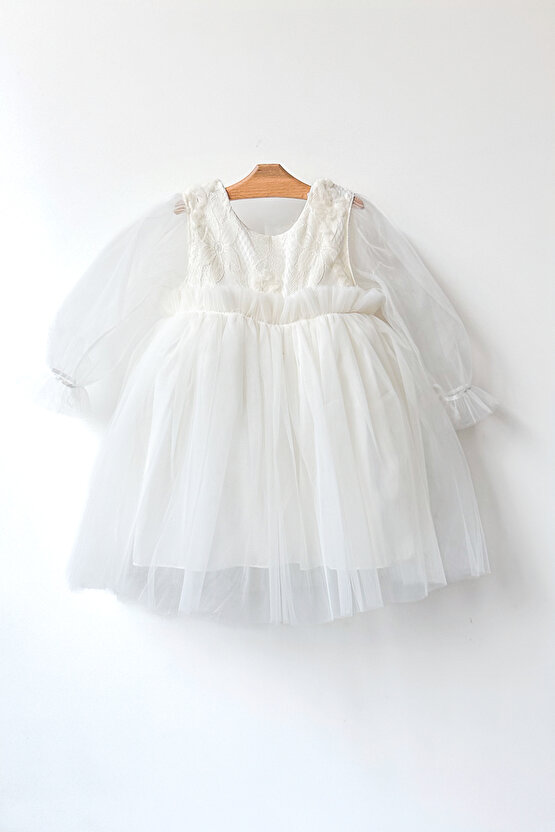 Kız Bebek Elbise Kız Çocuk Elbise Doğum Günü Parti Düğün Elbise Uzun Kollu Astarlı Elbise