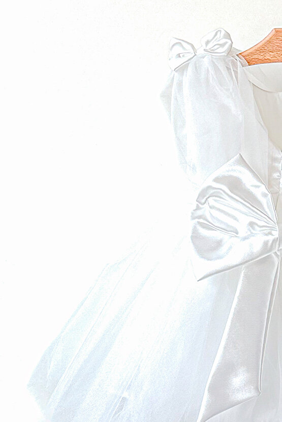 Kız Bebek Kız Çocuk Doğum Günü Parti Düğün Elbise Balonkol Fiyonklu Tüllü Tütü Astarlı