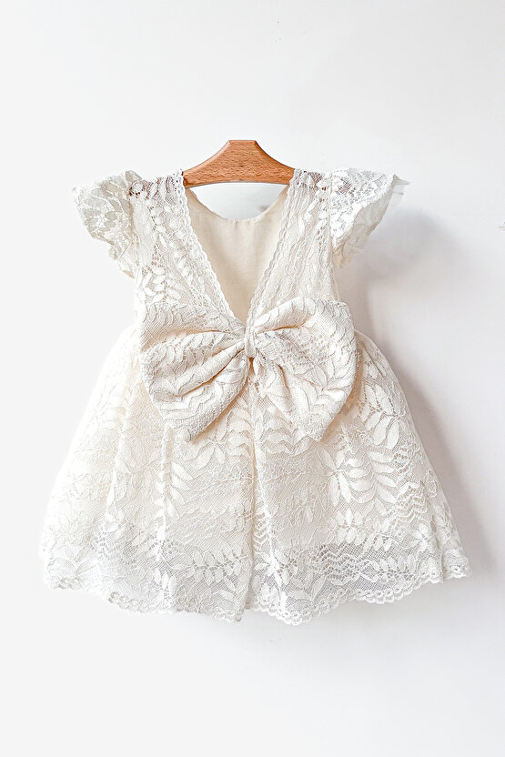 Kız Bebek Elbise Kız Çocuk Elbise Doğum Günü Parti Düğün Elbise Dantelli Kısa Kol Astarlı Elbise