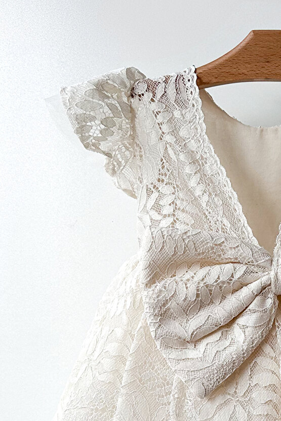 Kız Bebek Elbise Kız Çocuk Elbise Doğum Günü Parti Düğün Elbise Dantelli Kısa Kol Astarlı Elbise