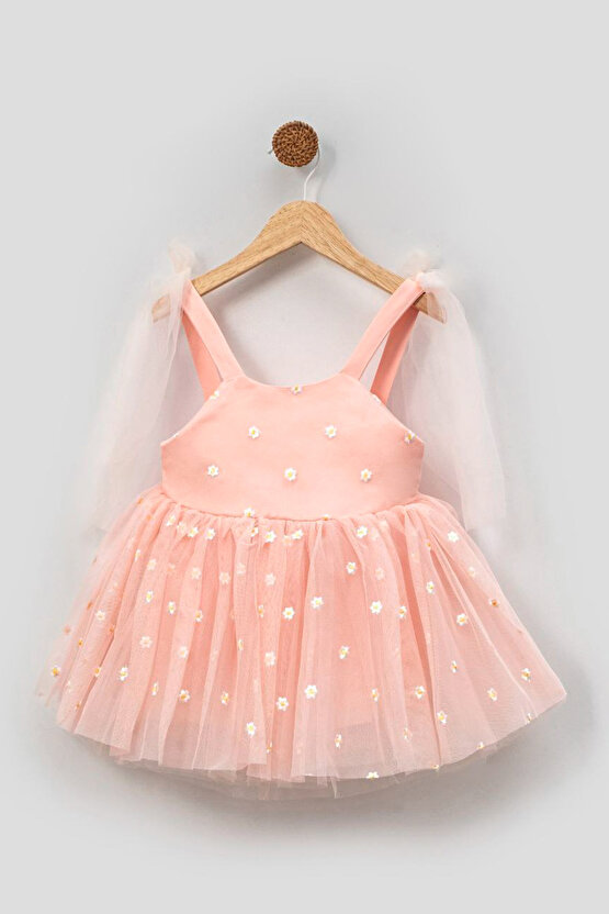 Kız Bebek Elbise Kız Çocuk Elbise Doğum Günü Parti Düğün Elbise Askılı Astarlı Papatya Elbise