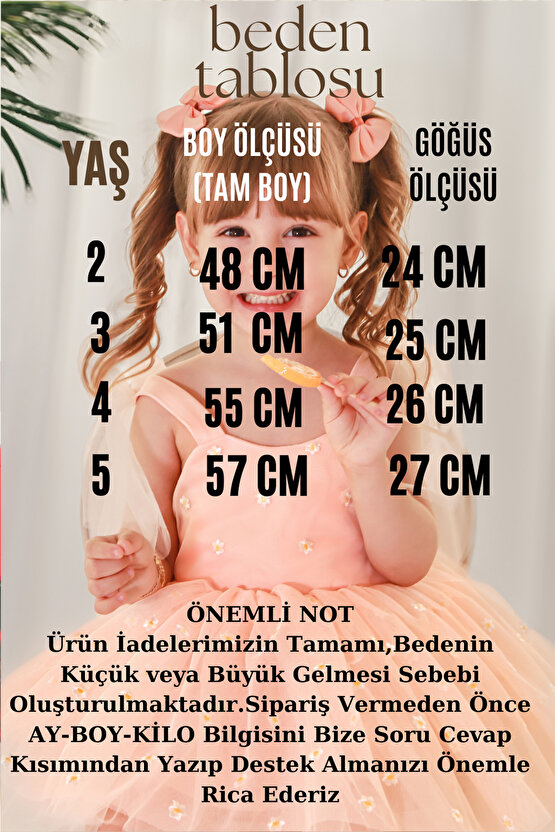 Kız Bebek Elbise Kız Çocuk Elbise Doğum Günü Parti Düğün Elbise Askılı Astarlı Papatya Elbise