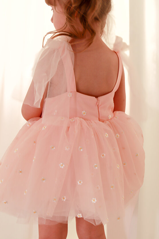 Kız Bebek Elbise Kız Çocuk Elbise Doğum Günü Parti Düğün Elbise Askılı Astarlı Papatya Elbise