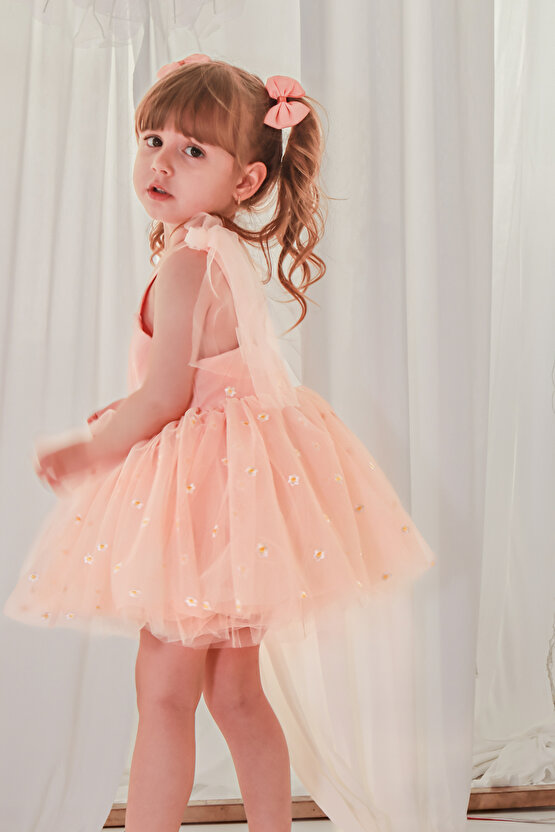 Kız Bebek Elbise Kız Çocuk Elbise Doğum Günü Parti Düğün Elbise Askılı Astarlı Papatya Elbise