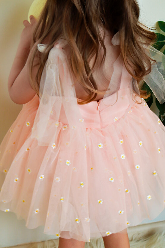Kız Bebek Elbise Kız Çocuk Elbise Doğum Günü Parti Düğün Elbise Askılı Astarlı Papatya Elbise