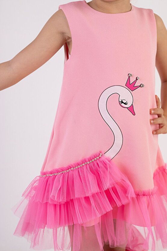 Kız Bebek Kız Çocuk Doğum Günü Parti Düğün Elbise Kolsuz Fırfırlı Tüllü Tütülü Tütü Astarlı