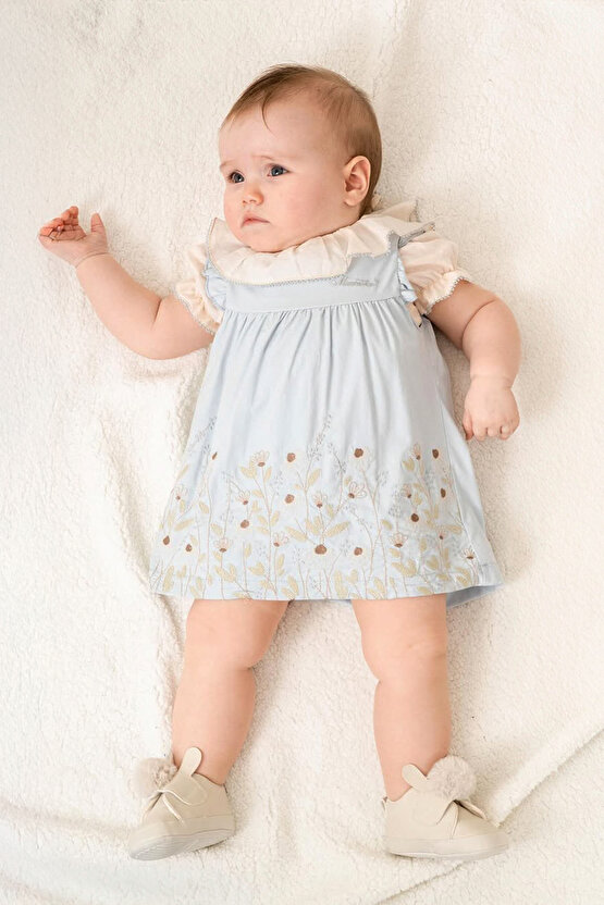 Kız Bebek Kız Çocuk Doğum Günü Parti Düğün Elbise Kısa Kol Dantelli Astarlı Romper