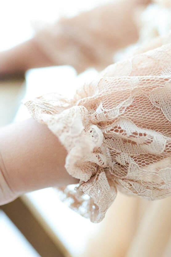 Kız Bebek Elbise Kız Çocuk Elbise Doğum Günü Parti Düğün Elbise Dantelli Uzun Kol Astarlı Elbise