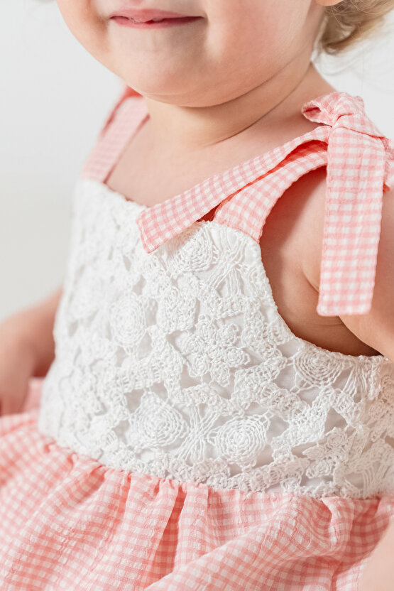 Kız Bebek Kız Çocuk Doğum Günü Parti Düğün Elbise Kısa Kol Askılı Kolsuz Dantelli Astarlı Pötikare