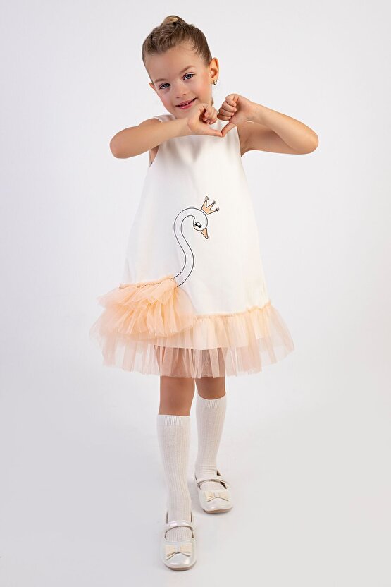 Kız Bebek Kız Çocuk Doğum Günü Parti Düğün Elbise Kolsuz Fırfırlı Tüllü Tütülü Tütü Astarlı