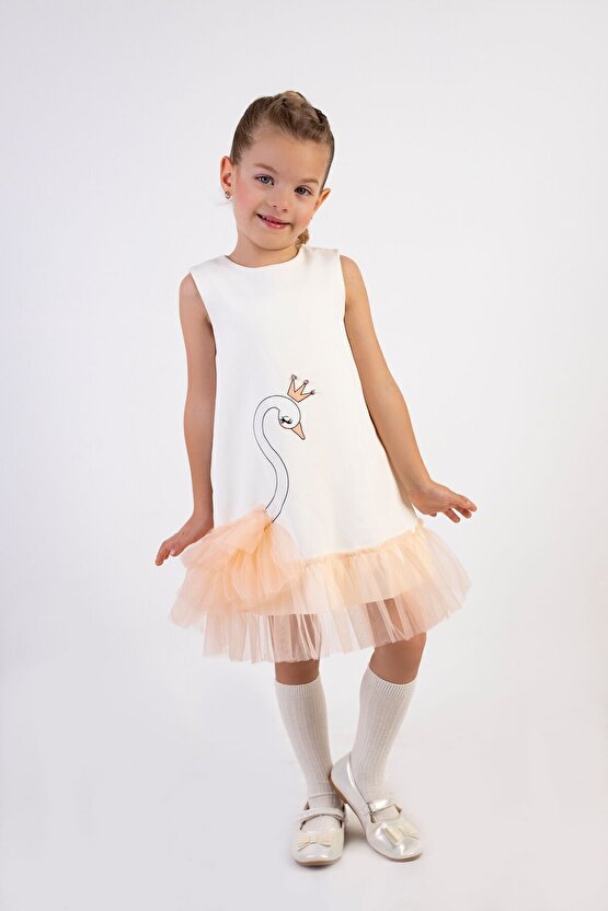 Kız Bebek Kız Çocuk Doğum Günü Parti Düğün Elbise Kolsuz Fırfırlı Tüllü Tütülü Tütü Astarlı