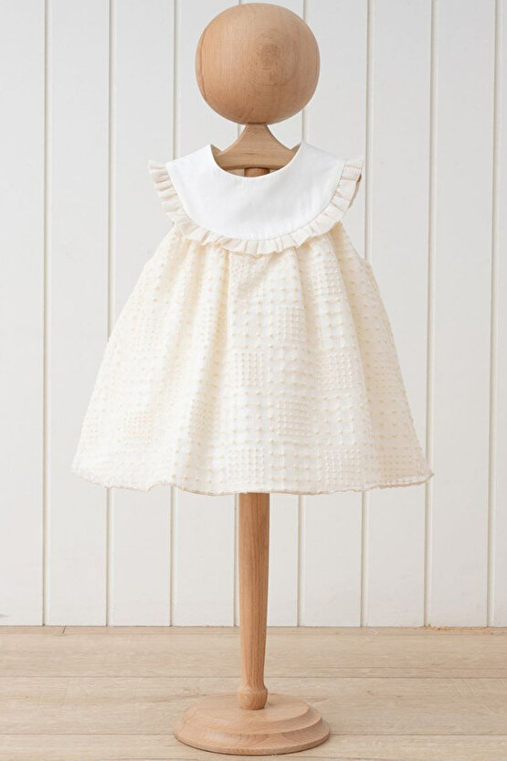 Kız Bebek Elbise Kız Çocuk Elbise Doğum Günü Parti Düğün Keten Kısa Kollu Astarlı Elbise