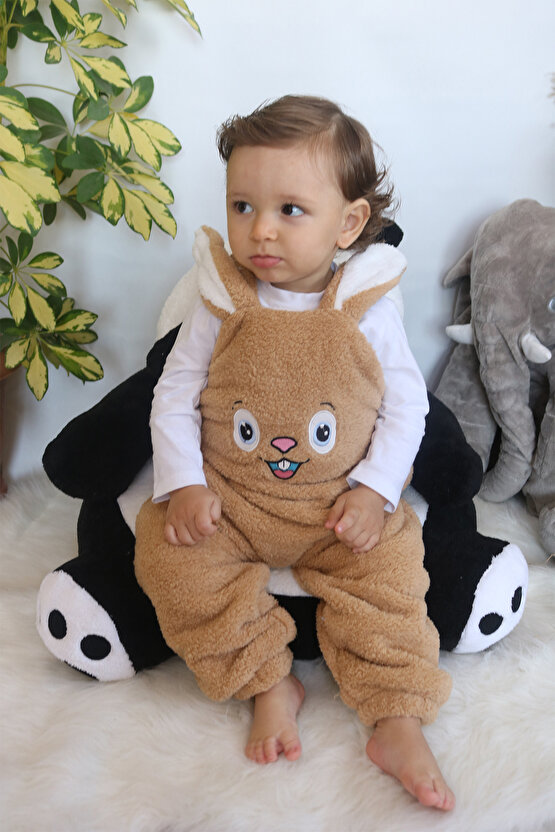 Welsoft Peluş Unisex Fermuarlı Kışlık Bebek Uyku Tulumu Bebek Tulumu Çocuk Tulumu Çocuk Kostümü TLMS