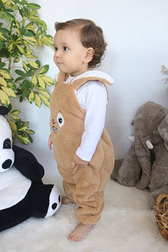 Welsoft Peluş Unisex Fermuarlı Kışlık Bebek Uyku Tulumu Bebek Tulumu Çocuk Tulumu Çocuk Kostümü TLMS