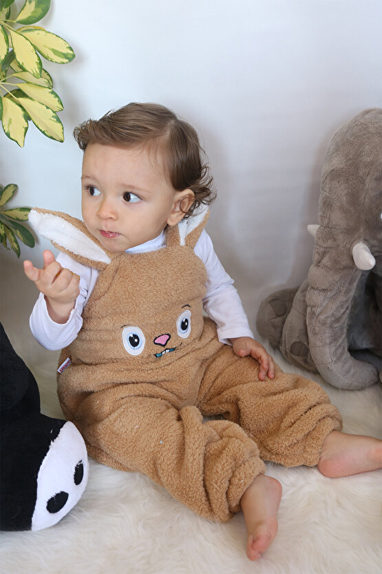 Welsoft Peluş Unisex Fermuarlı Kışlık Bebek Uyku Tulumu Bebek Tulumu Çocuk Tulumu Çocuk Kostümü TLMS