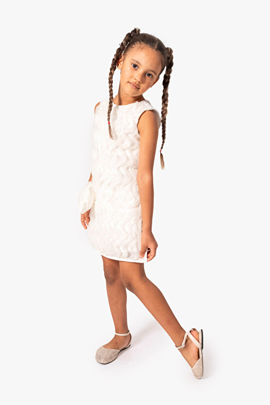 Kız Bebek Kız Çocuk Doğum Günü Parti Düğün Elbise Kısa Kol Çantalı Fırfırlı Tüllü Tütülü Tütü Astarl