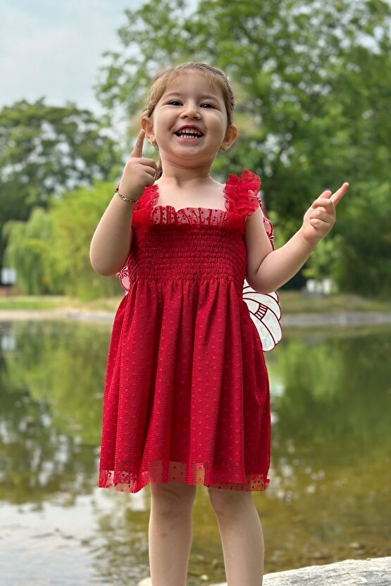 Kız Bebek Elbise Kız Çocuk Elbise Doğum Günü Parti Düğün Elbise Dantelli Kısa Kol Astarlı Elbise