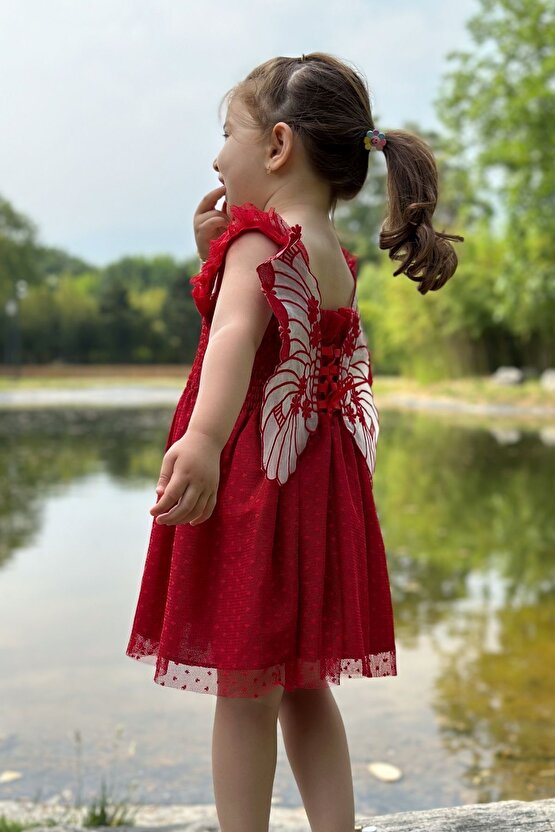 Kız Bebek Elbise Kız Çocuk Elbise Doğum Günü Parti Düğün Elbise Dantelli Kısa Kol Astarlı Elbise