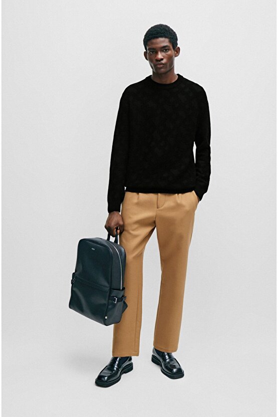 Erkek Marka Logolu Uzun Kollu Rahat Siyah Kazak 50506033-001