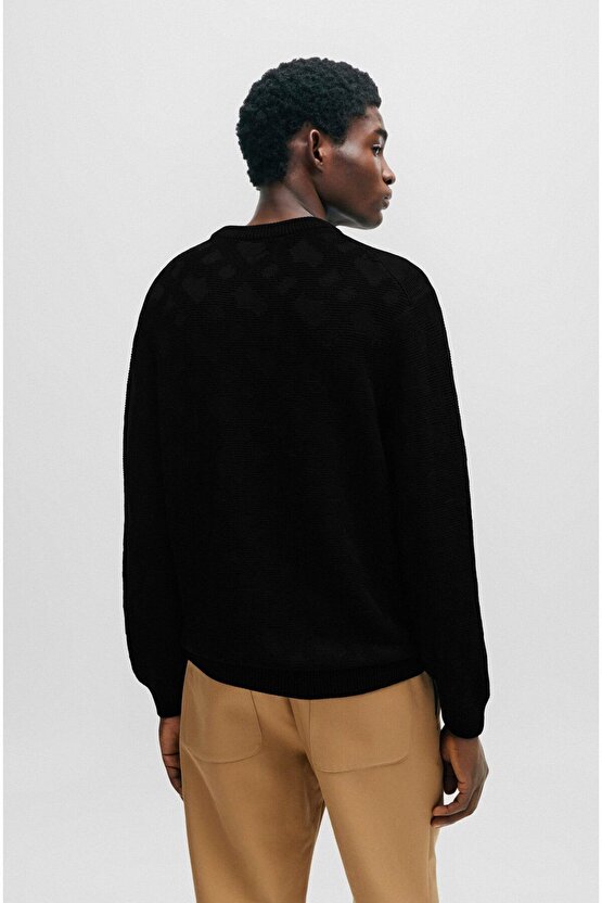 Erkek Marka Logolu Uzun Kollu Rahat Siyah Kazak 50506033-001