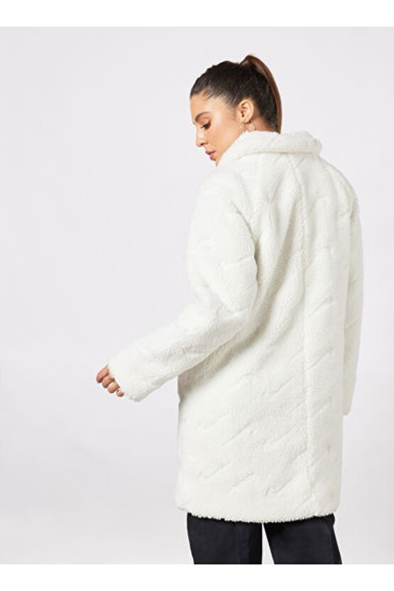 Sportswear Icon Clash White Long Sherpa Kadın Ceket