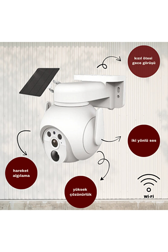 Güneşe Enerjili, Kaliteli Solar Dış Mekan Akıllı Kamera, Arıcı, Çiftçi, Çoban Kamerası, Full HD 3 MP