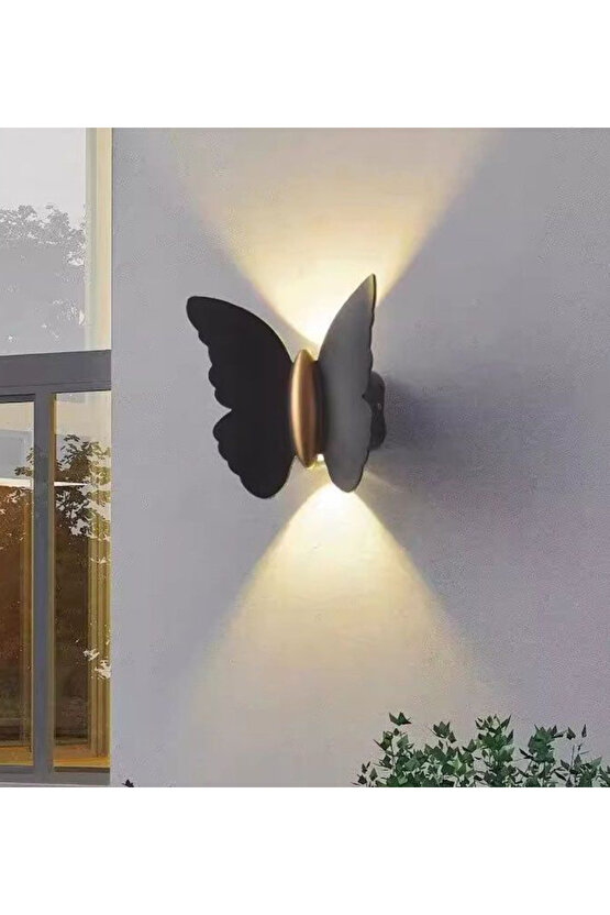 Modern Duvar Power Iç Ve Dış Mekan Aplik Butterfly Led Aplik Siyah Gövde Gün Işığı Kelebek Aplik