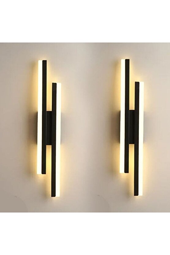 2 Adet Elektrikle Çalışır, 12 Watt , 3000 Kelvin Gün Işığı Led Aplik, İç Merkan Led Duvar Armatürü