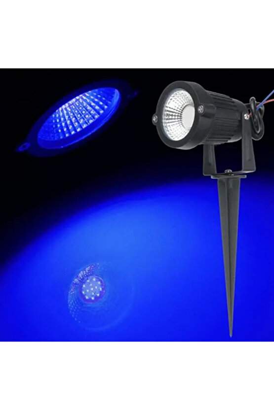 Elektrikle Çalışır 10 Watt Mavi Işık Ampul Dahil Metal Gövde Fonksiyonlu Bahçe Duvar ve Çim Armatürü