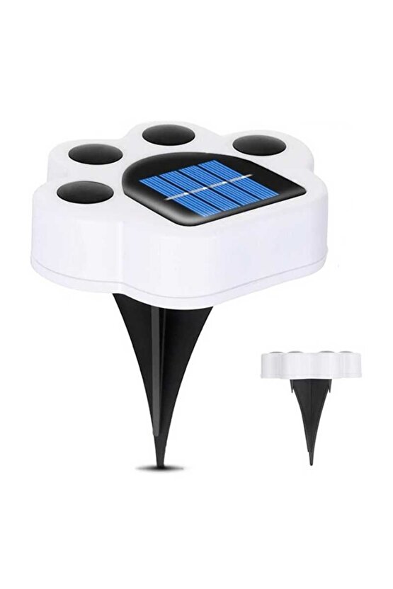 4 Adet Güneş Enerjili, 5 Watt 6500 Kelvin Beyaz Işık Solar Çim, Duvar, Merdiven İçin Pati Aplik