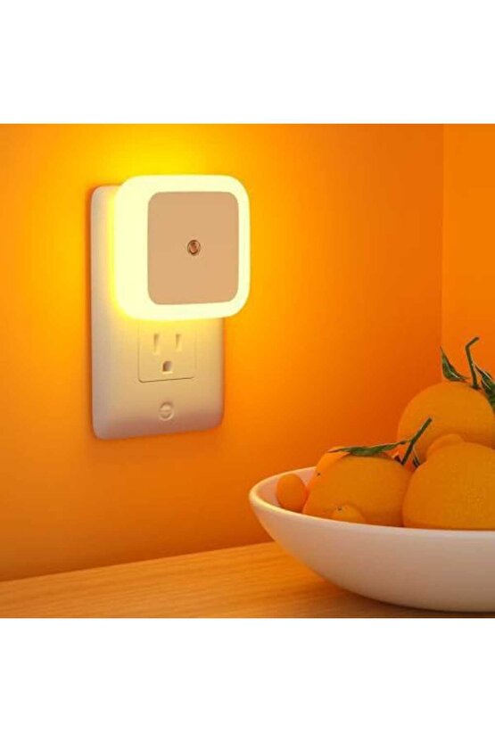 Fotoselli Led Gece Lambası Amber Renk Sadece Gece Otomatik Yanan 1 Watt Amber Renk Led Gece Lambası