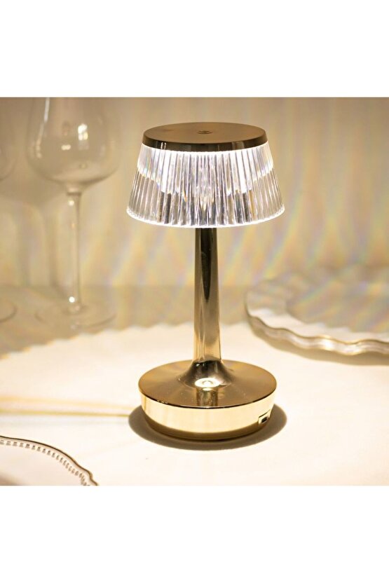 3 Farklı Işık Modlu Metal Şarjlı, Dokunmatik Masa ve Gece Lambası, Cafe, Bar, Restorant Masa Lambası