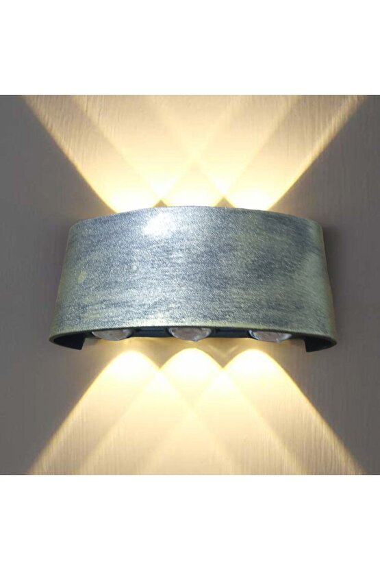 Sarı Eskitme Dekoratif Işık Süzmeli, 10 Watt Günışığı Ledli İç ve Dış Mekan Aplik, 3000K Led Armatür