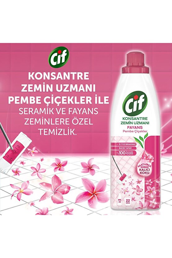 Konsantre Zemin Uzmani Fayans Pembe Çiçekler 895 ml