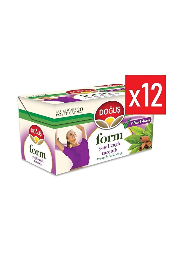 Form Yeşil Çaylı Tarçınlı Bitki Çayı 20’li X 12 Adet