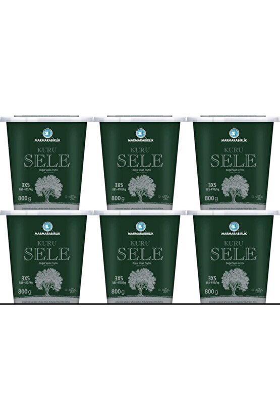 Doğal Kuru Sele Siyah Zeytin 800 gr X 6 Adet